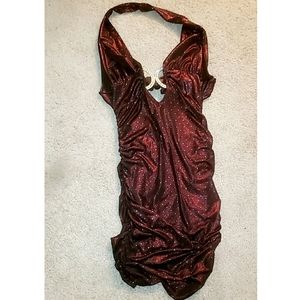 Metallic red cocktail dress